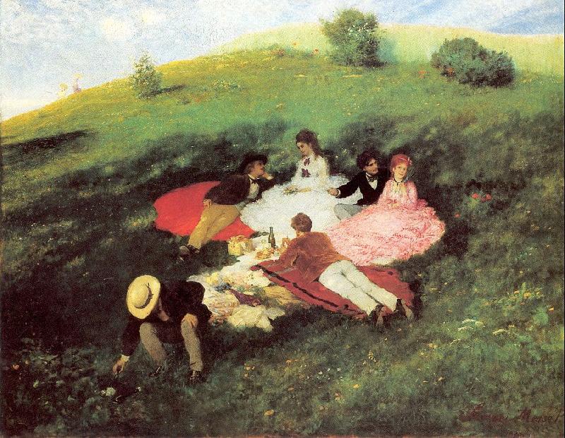 Merse, Pal Szinyei Picnic in May Germany oil painting art